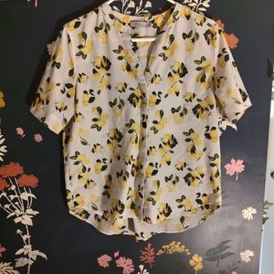 Dalia Lemon Print Button-Up Blouse